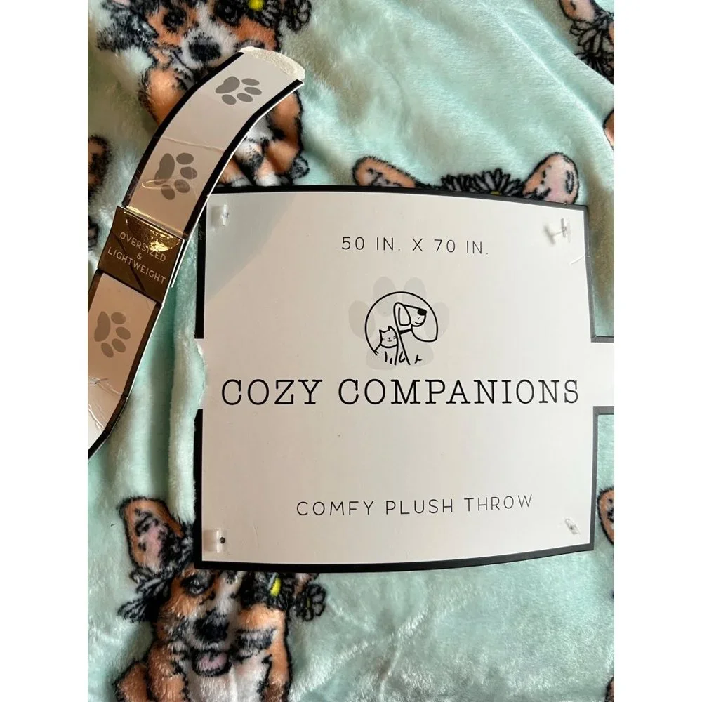 Cozy Companions Plush Throw 50x70 Corgeous‎ Daisies - NWT - Welsh Corgi, Dogs